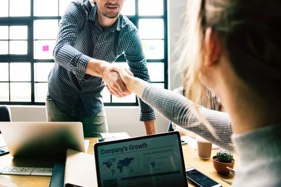 meeting with an employer to find a job